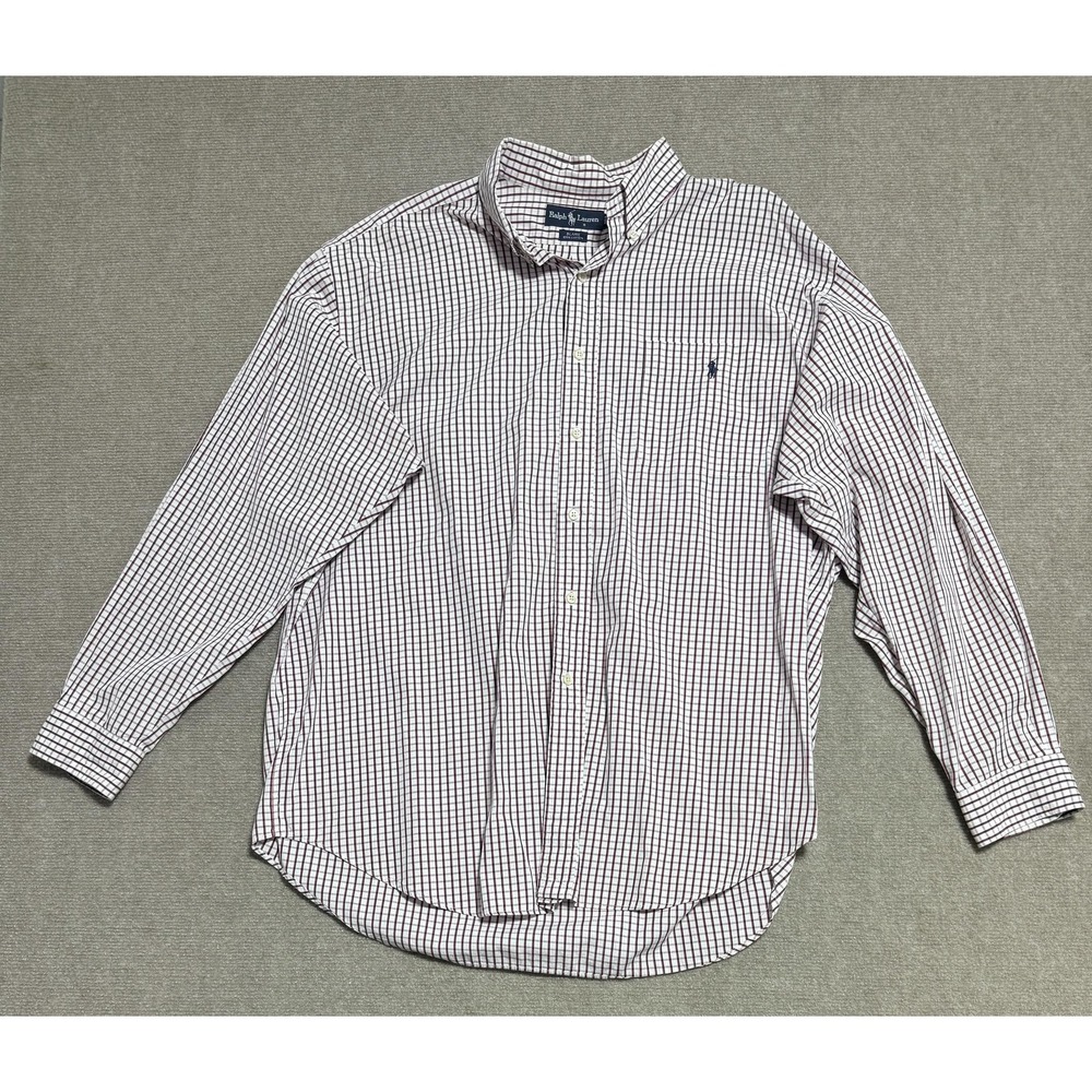 Ralph Lauren Shirt Mens XL White Red Blue Check Plaid Blaire Button Down Cotton